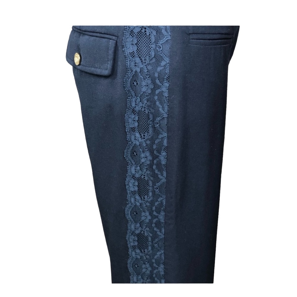 Dolce Gabbana black pants with lace detailing down either side of leg. Sz m
